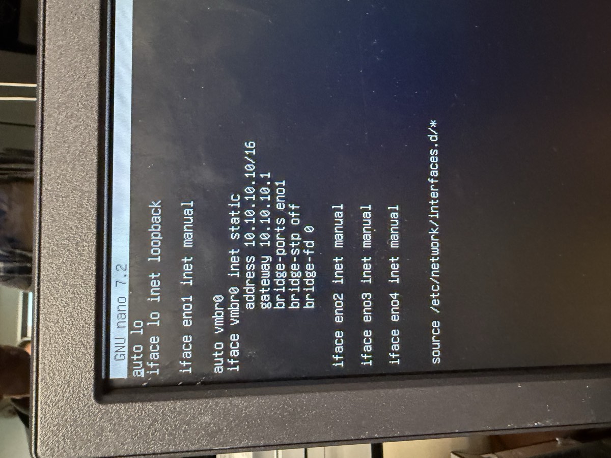 /etc/network/interfaces file before adding the new bridges