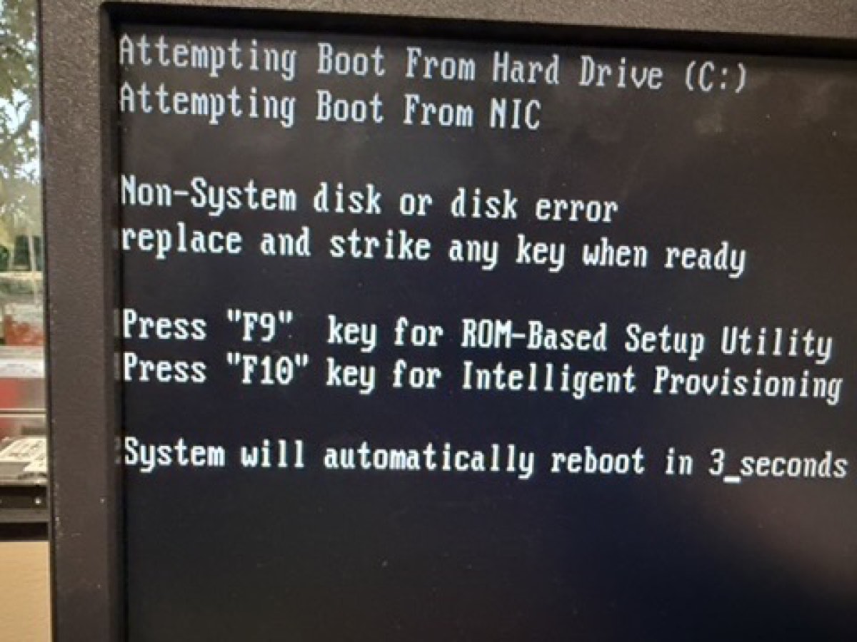 POST showing Non-System disk error